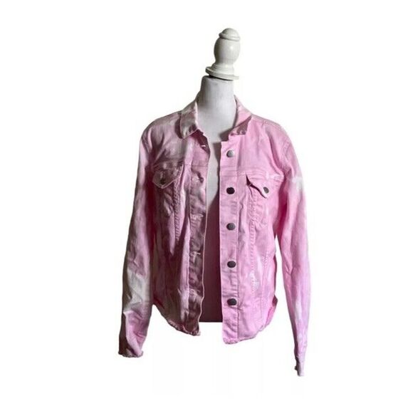 NYDJ Women's Pink Acid Wash Style Denim Jean Trucker Jacket Streetwear US Size M - Picture 3 of 9